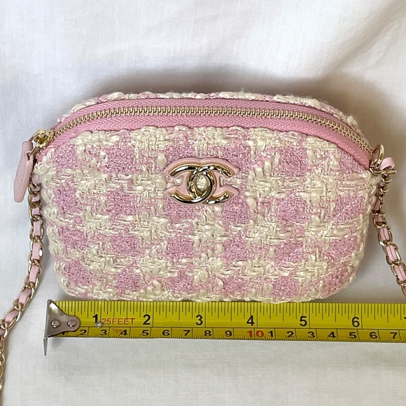 NEW CC Pink Tweed Mini with Box & Dust Bag Chain - Picture 9 of 10